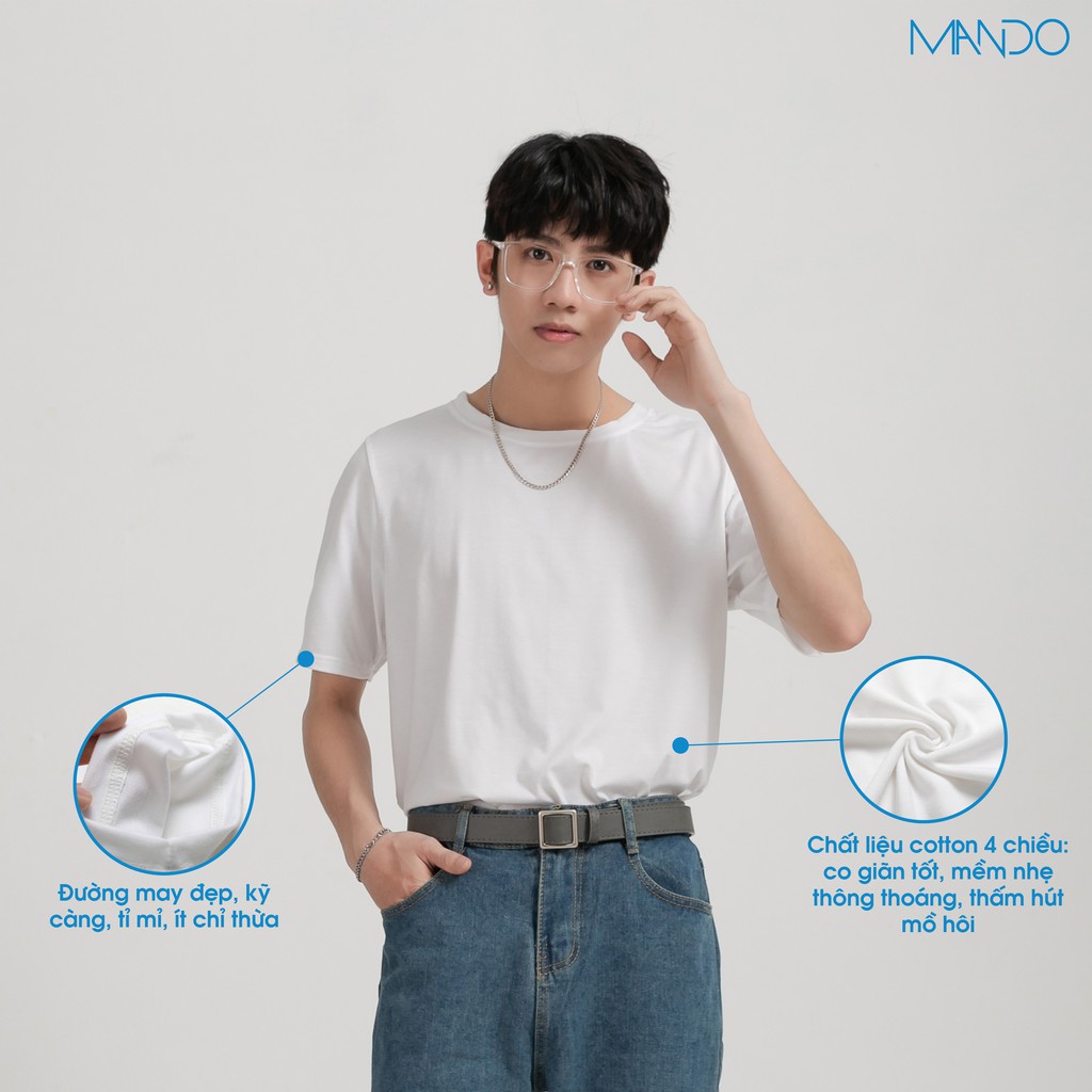 Áo Phông Áo Thun Nam MANDO Trơn Cotton Kiểu Dáng Basic Phong Cách Thời Trang Hàn Quốc APT01