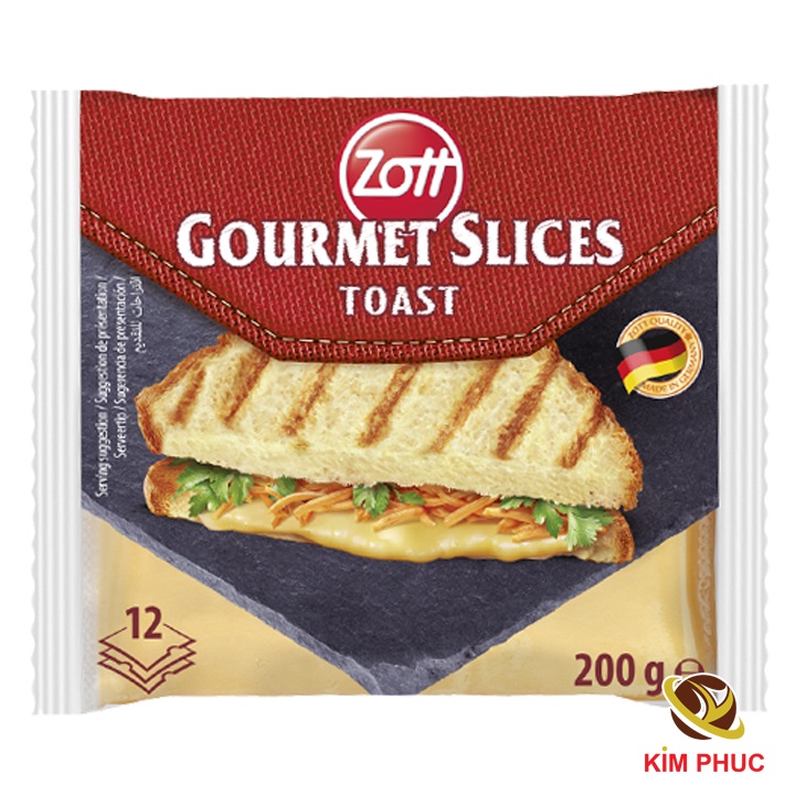 Phô mai lát toast Gourmet Slices Zott 200g 12 lát