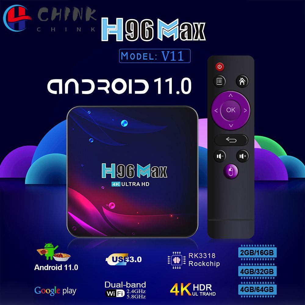 TV Box thông minh CHINK H96 Max V11 Android 11.0 4GB+32/64GB 2.4G/5.8G Dual WIFI 4K 2021 RK3318