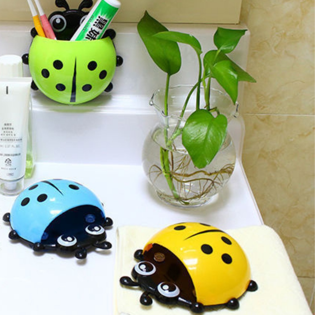 Kệ đựng bàn chải đánh răng/ kem đánh răng hình chú bọ siêu cute hít tường đò dùng phòng tắm