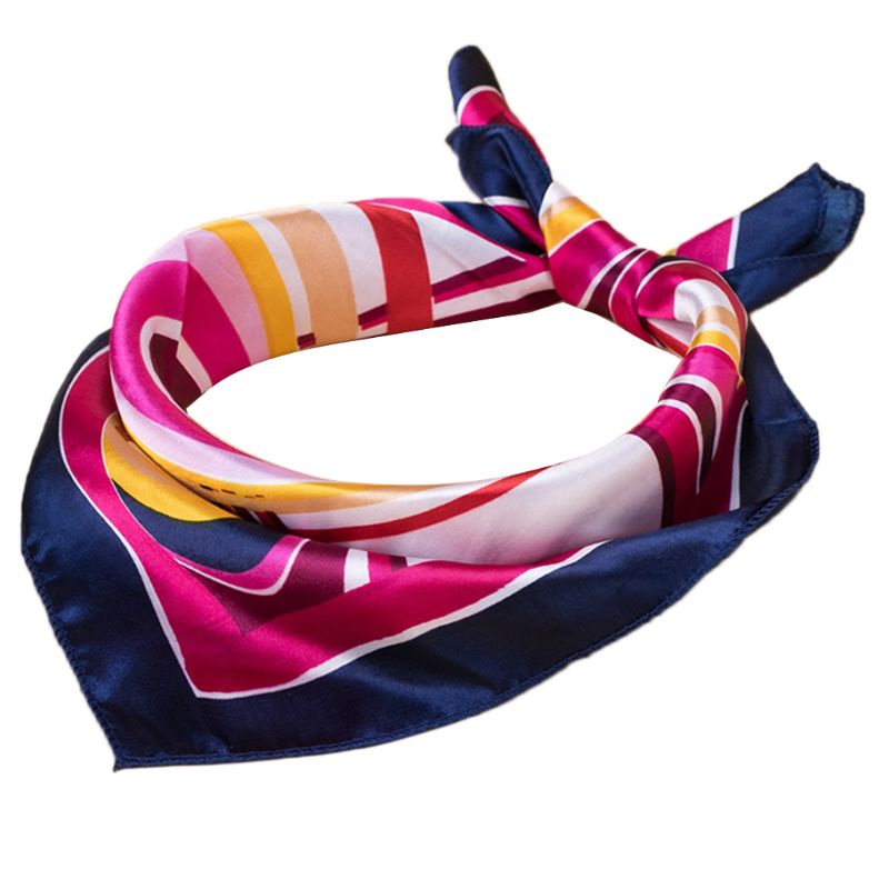 Khăn Choàng Cổ Vuông 50x50CM Bằng Lụa Jacquard Giả Màu Tương Phản Cho Nữ