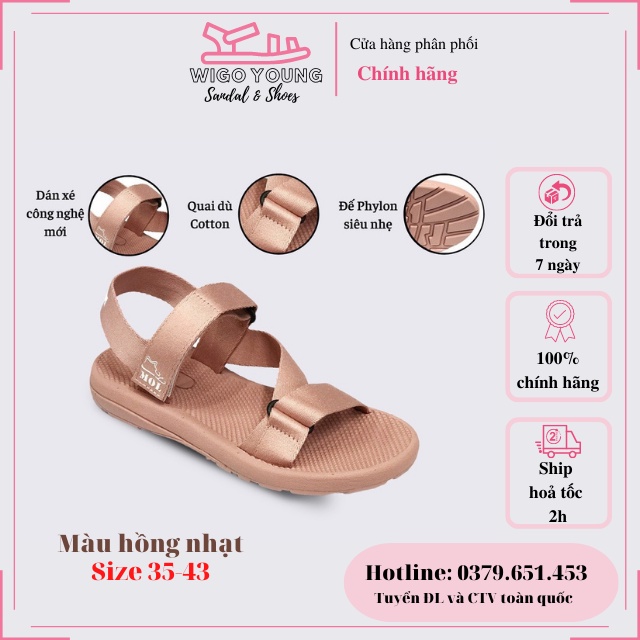 Giày Sandal Mol Nam Nữ Quai Chéo Đế Cao Su Quai Dù Đi Học Đi Làm Đi Chơi  Full Size Mã MS1166 -Wigo Young