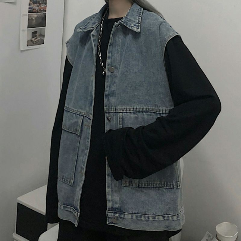 [Order] Áo gile denim nam nữ