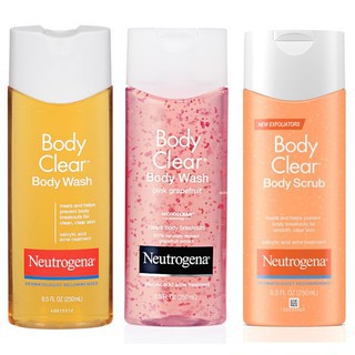 Sữa Tắm Loại Bỏ Mụn Neutrogena Body Clear Body Wash , Pink Grapefruit & Body Scrub 250ML