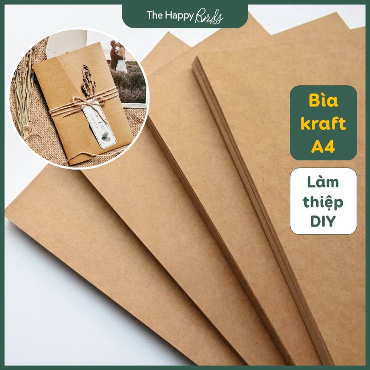 Bìa giấy kraft nâu A4 làm thiệp sinh nhật quà tặng vintage - The Happy Birds