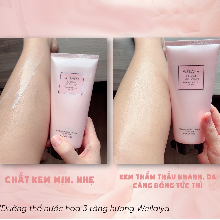 Sữa dưỡng thể Weilaiya 3 tầng hương nước hoa Body Lotion Weilaiya 200ml Mit Beauty dưỡng ẩm da đẹp vạn người mê