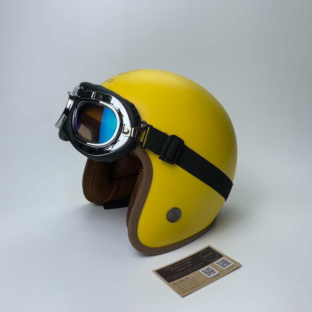 Mũ Bảo Hiểm 3/4 VỊT VÀNG Viền Nâu Cao Cấp - Nón bảo hiểm xe máy, xe motor, phượt, du lịch.