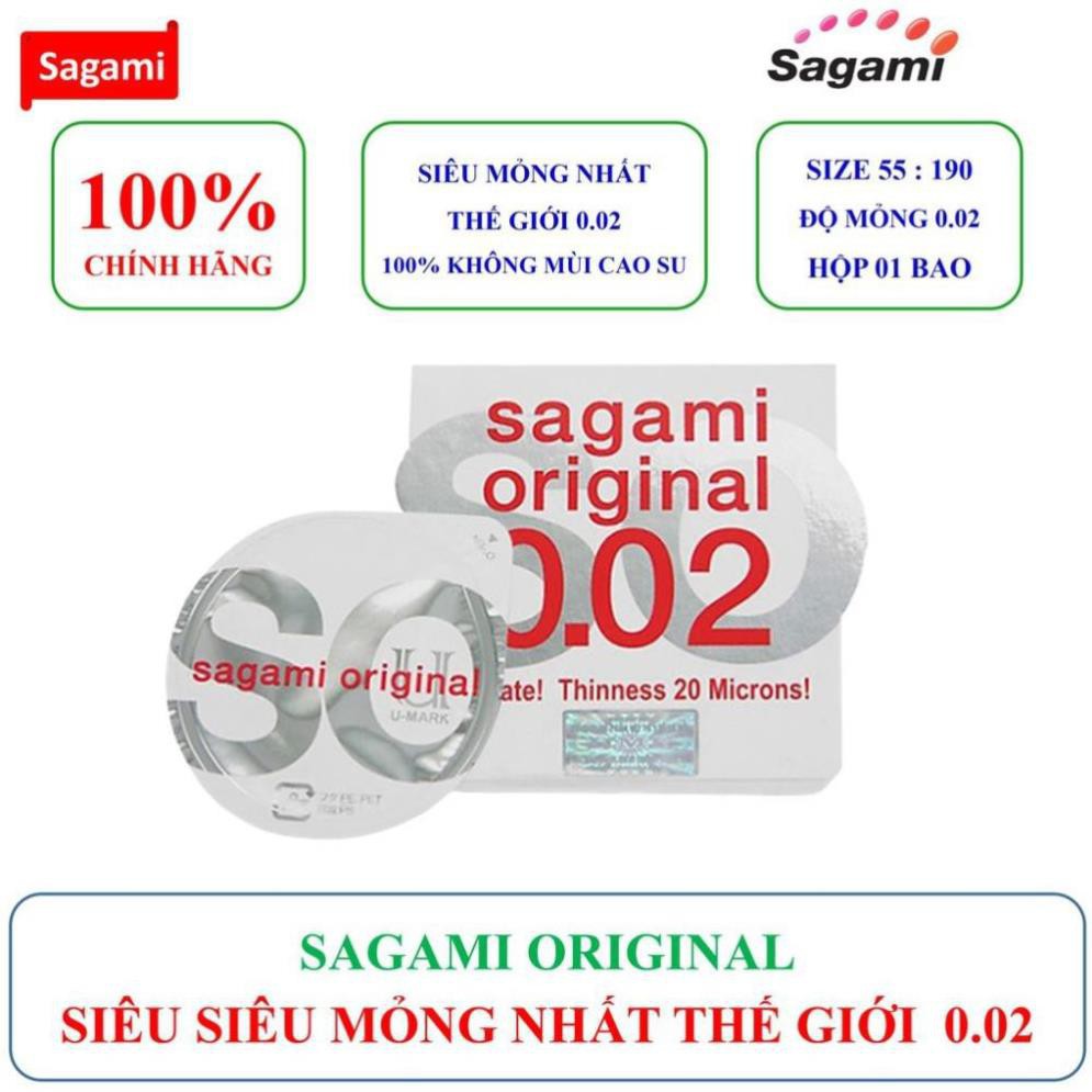 [BAO CAO SU SAGAMI]  Bao cao su Sagami Siêu mỏng nhất thế giới SAGAMI ORIGINAL 0.02 mm 100% không mùi cao su