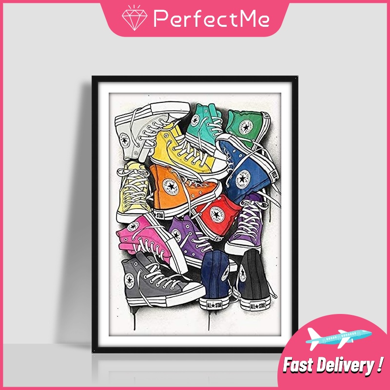 Bộ tranh đính đá 5D DIY hình đôi giày dùng để trang trí nhà