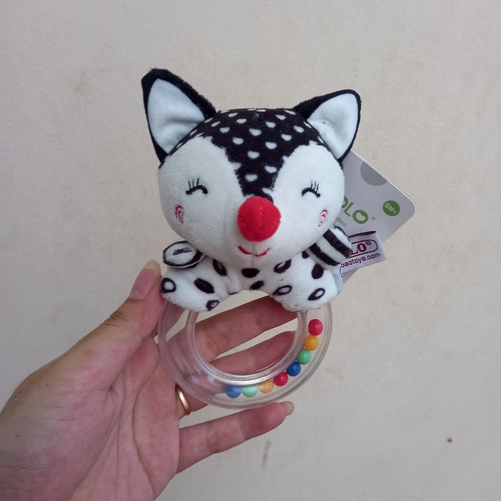 Lục Lạc Cầm Tay Hình Thú Nhồi Bông Đáng Yêu Cho Bé Đồ Chơi Chút Chít Đen Trắng Kích Thích Thị Giác TCT18