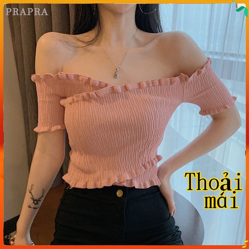 Áo Croptop Trễ Vai Quyến Rũ Cho Nữ