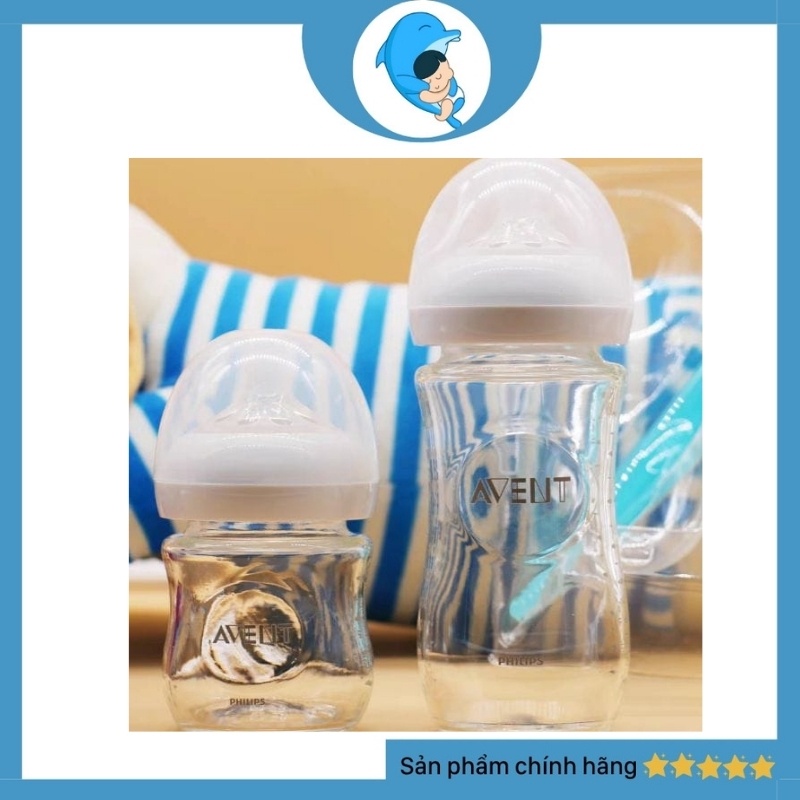 Bình sữa Phillips Avent Natural thủy tinh không BPA chống đầy hơi chống sặc an toàn cho bé 120/240ml