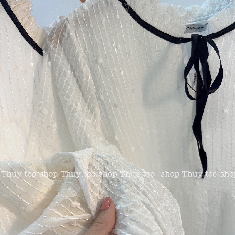 [Hàng sẵn] VÁY BABYDOLL NỮ DÀI TAY CHẤT TƠ HẠT GẠ0 NỔI HAI LỚP XINH XẮN