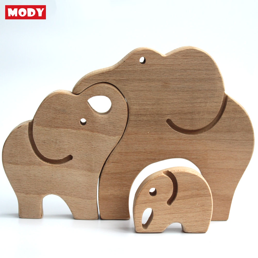Bộ đồ chơi gỗ gia đình voi con Mody M5503