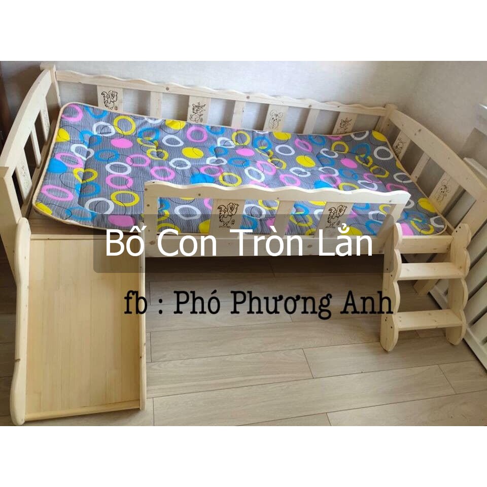 Giường đơn trẻ con - Giường ngủ cho bé đặt bên cạnh kê sát giường bố mẹ - Nới rộng giường - Giường gỗ ghép trẻ em