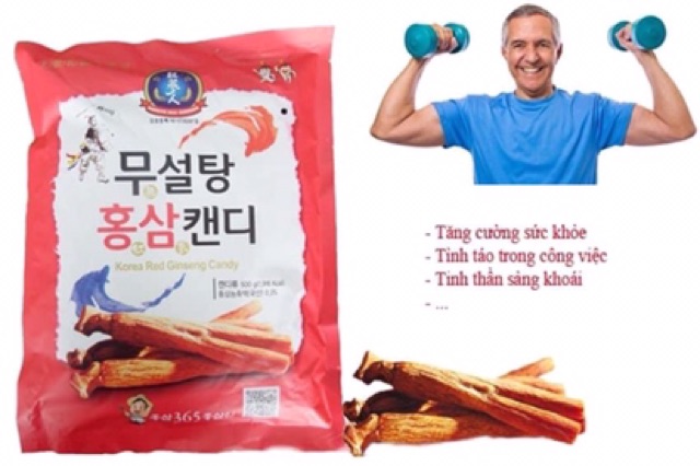 KẸO HỒNG SÂM KHÔNG ĐƯỜNG 365 HÀN QUỐC(500g) date 2022