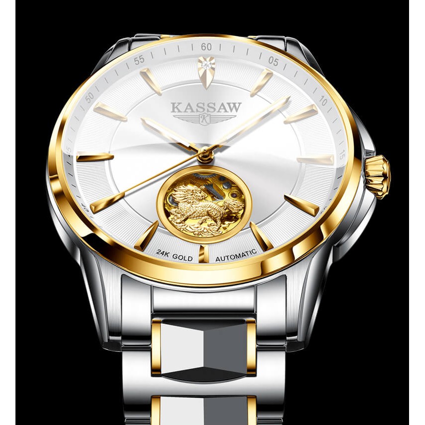 Đồng hồ nam chính hãng KASSAW K700-1 Kính sapphire ,chống xước,Chống nước ,BH 24 tháng,Máy cơ (Automatic) ,dây kim loại