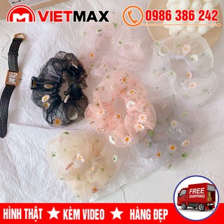 💎 [GIÁ SỐC] Dây Buộc Tóc Vải Scunchies Hoa Cúc Thanh Lịch Thời Trang