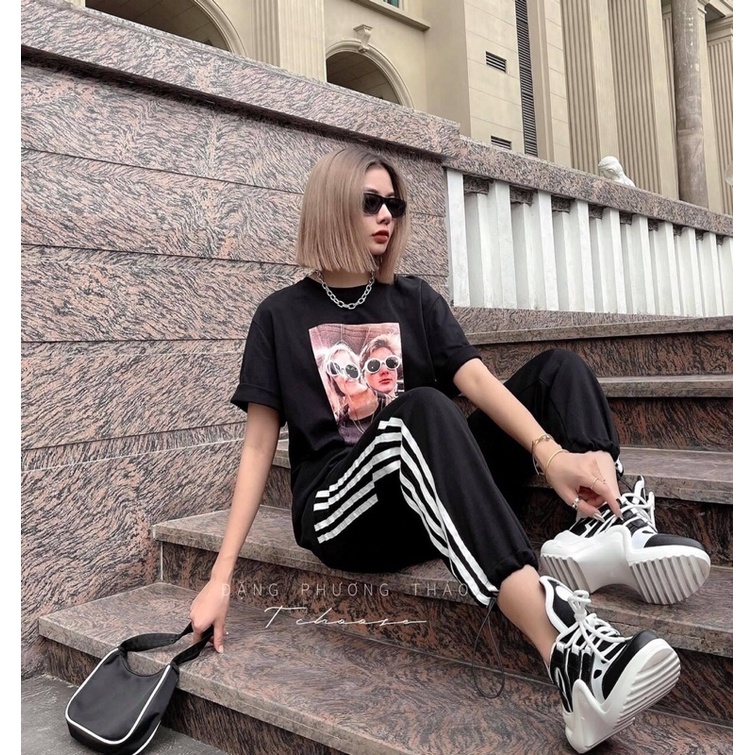 Quần Jogger thể thao vải nỉ da cá 4 sọc chun gấu siêu cá tính