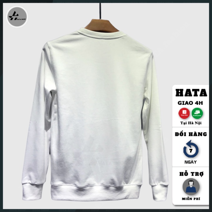 Áo sweater nam dáng ôm, Áo thu đông nam cổ tròn HATA chất đẹp in Gấu 3D mã NZ689