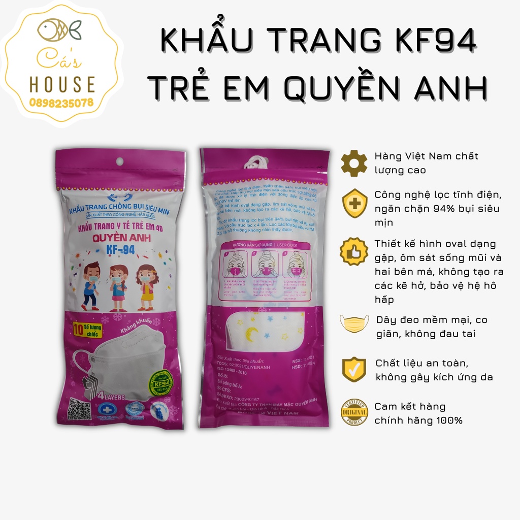 (Chính Hãng) Sỉ Thùng Khẩu Trang KF94 Trẻ Em 4D Quyền Anh Công Nghệ Hàn Quốc 4 Lớp Kháng Khuẩn Chống Bụi Dễ Hít Thở