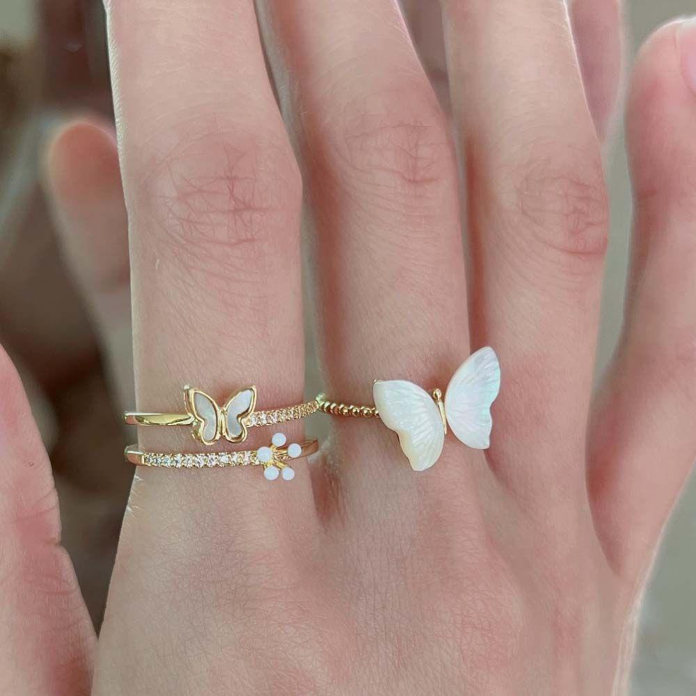 Nhẫn Hở Hợp Kim Họa Tiết Hình Học Đơn Giản