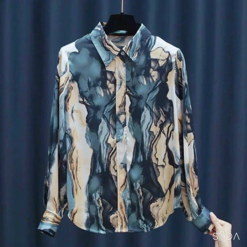 Áo sơ mi nữ dáng suông, Áo nữ Thiết Kế chất lụa hàn mềm mịn Xưởng May Trinh Kiều | BigBuy360 - bigbuy360.vn