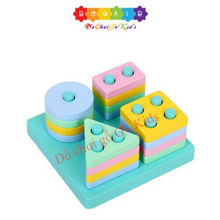 Bộ thả 4 cọc hình khối học màu sắc