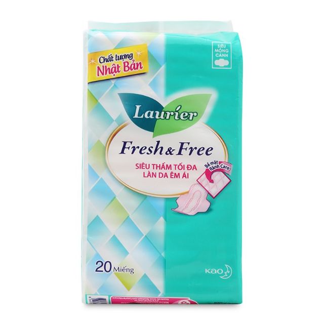 Băng vệ sinh Laurier Fresh &amp; Free 20 miếng có cánh