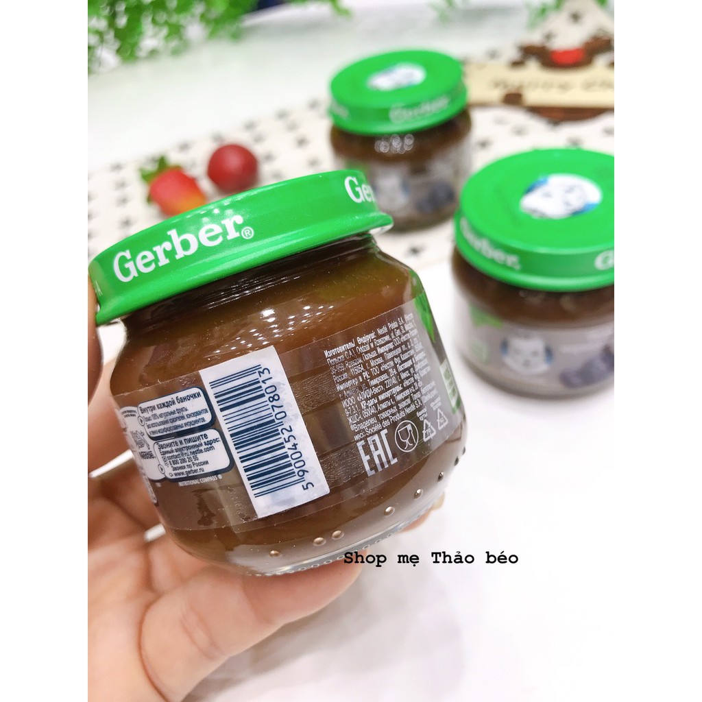 Mận đen nghiền Gerber chống táo bón cho bé từ 4m+ Date T12/2022