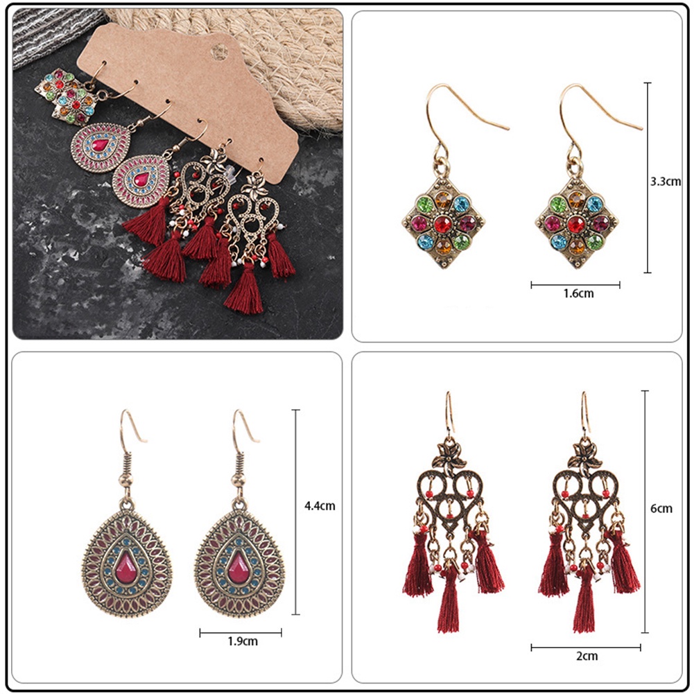 Bộ 3 đôi khuyên tai kiểu dáng thời trang cho nữ