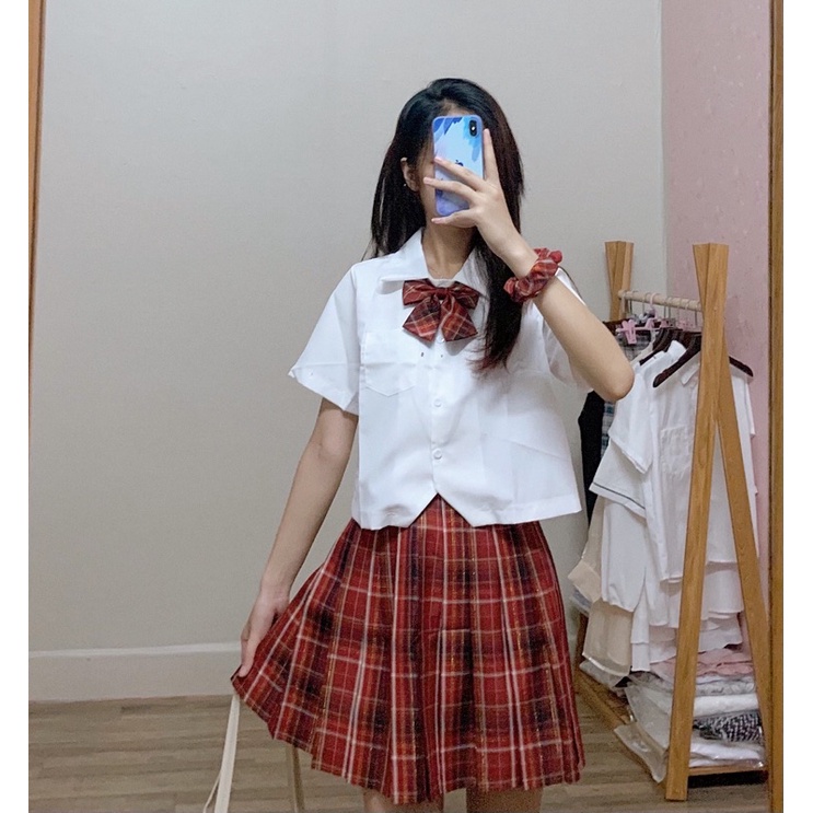 Váy JK đỏ kèm nơ (chính hãng)