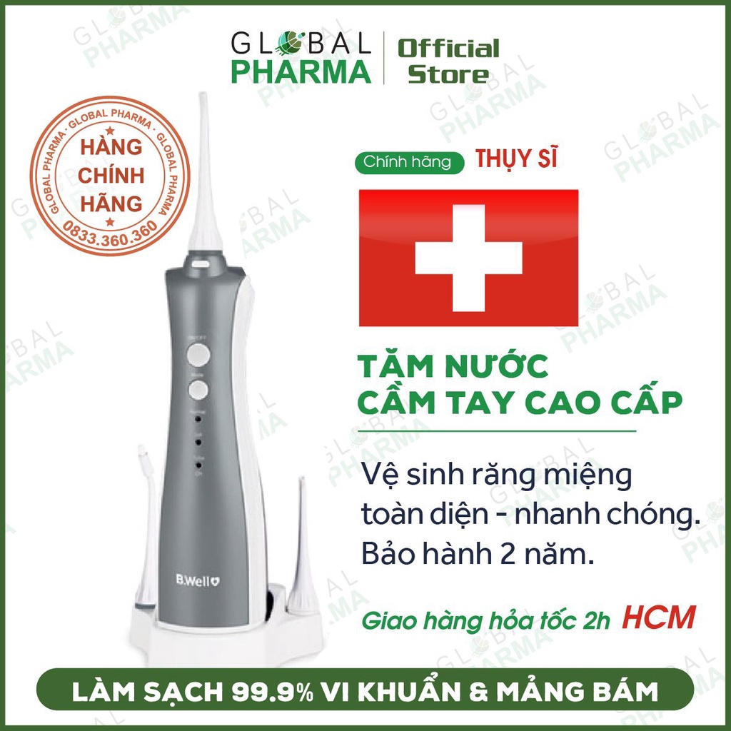 [CHÍNH HÃNG THỤY SỸ-BẢO HÀNH 2 NĂM] Tăm Nước B.WELL WI-912 Phiên bản cải tiến 5 đầu, 3 chế độ phun-Bình xịt vệ sinh răng