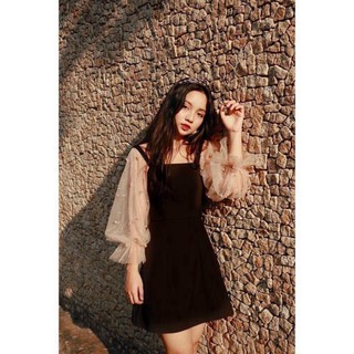 Saumo2208 nam1 váy đầm nữ dáng xòe tay lưới dài nam1