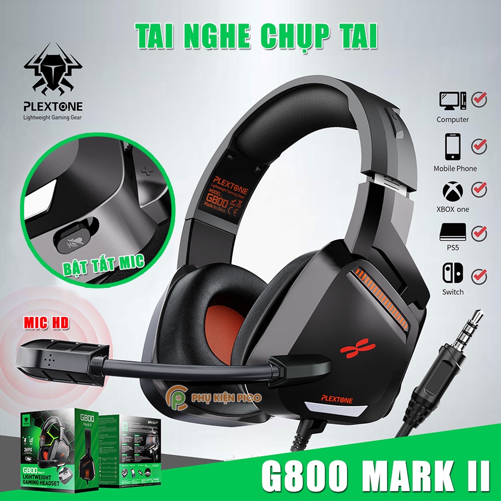 Tai nghe chụp tai PLEXTONE G800 chống ồn - Headphone có mic gaming 3.5mm - Headphone chơi PUBG FREE FIRE Liên Quân