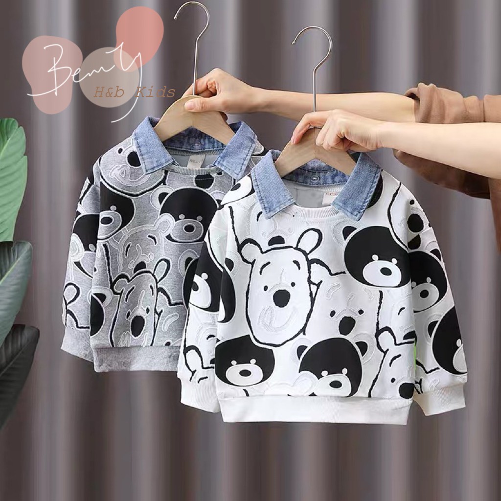 Bộ gấu mặt to nổi cổ rời bé trai