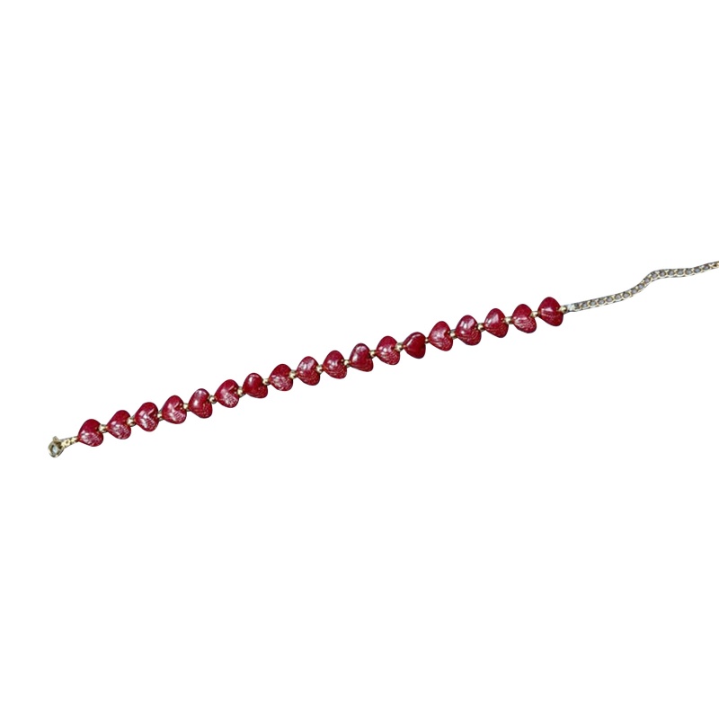 Vòng Tay Chuỗi Hạt Hình Trái Tim Màu Tím / Vàng Tự Nhiên