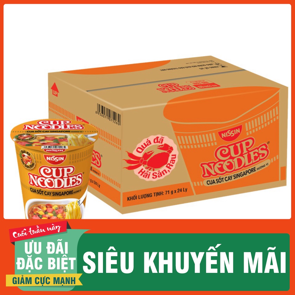 Thùng 24 Ly Mì Cup Noodles Nissin 67g/ly đến 74g/ly nhập khẩu Thái Lan - Ưu Đãi Mùa Dịch