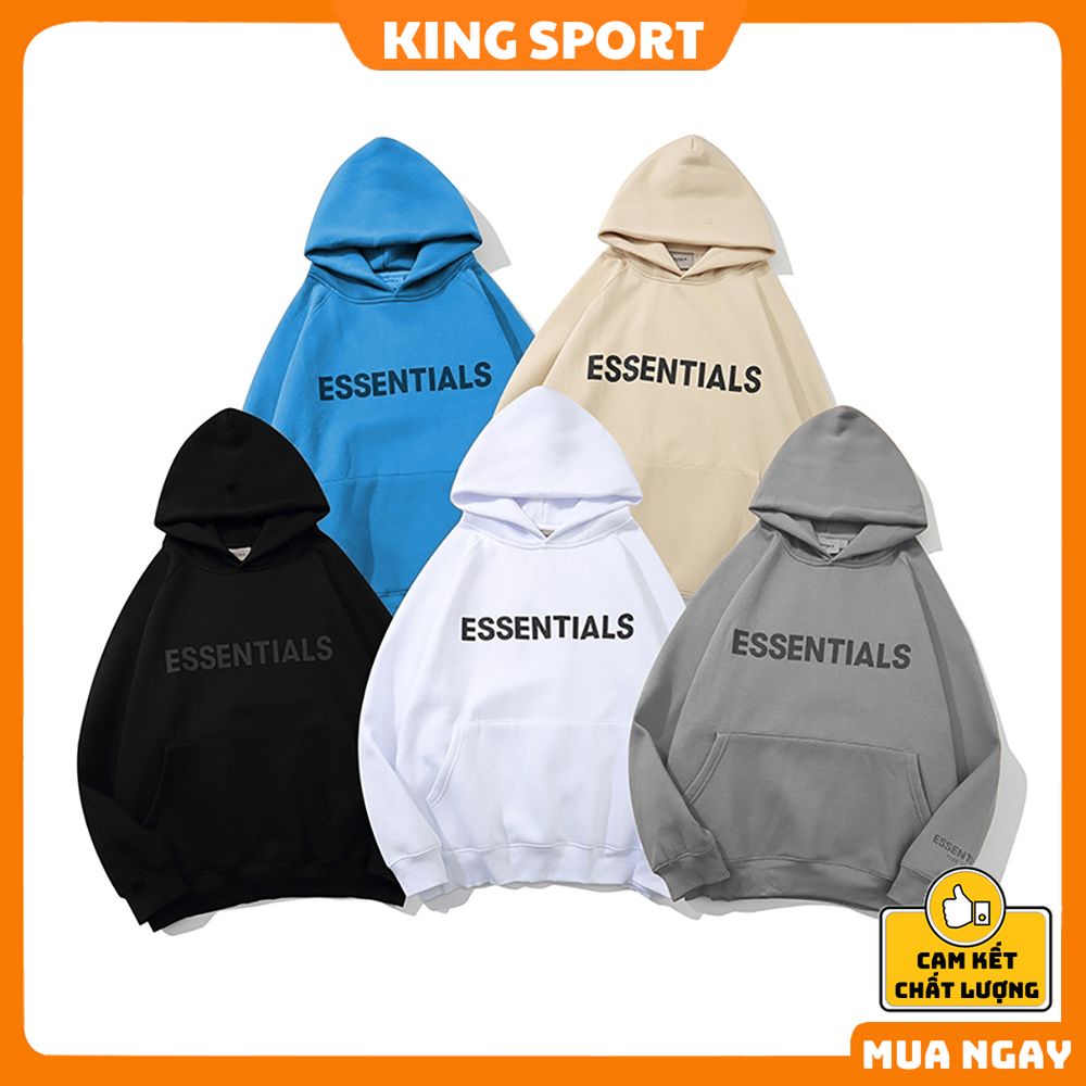 Áo hoodie essentials form rộng unisex dày dặn khoác ngoài lót nỉ ấm áp phong cách hàn quốc chính hãng KING SPORT