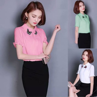 Áo sơ mi nữ thêu bươm bướm
