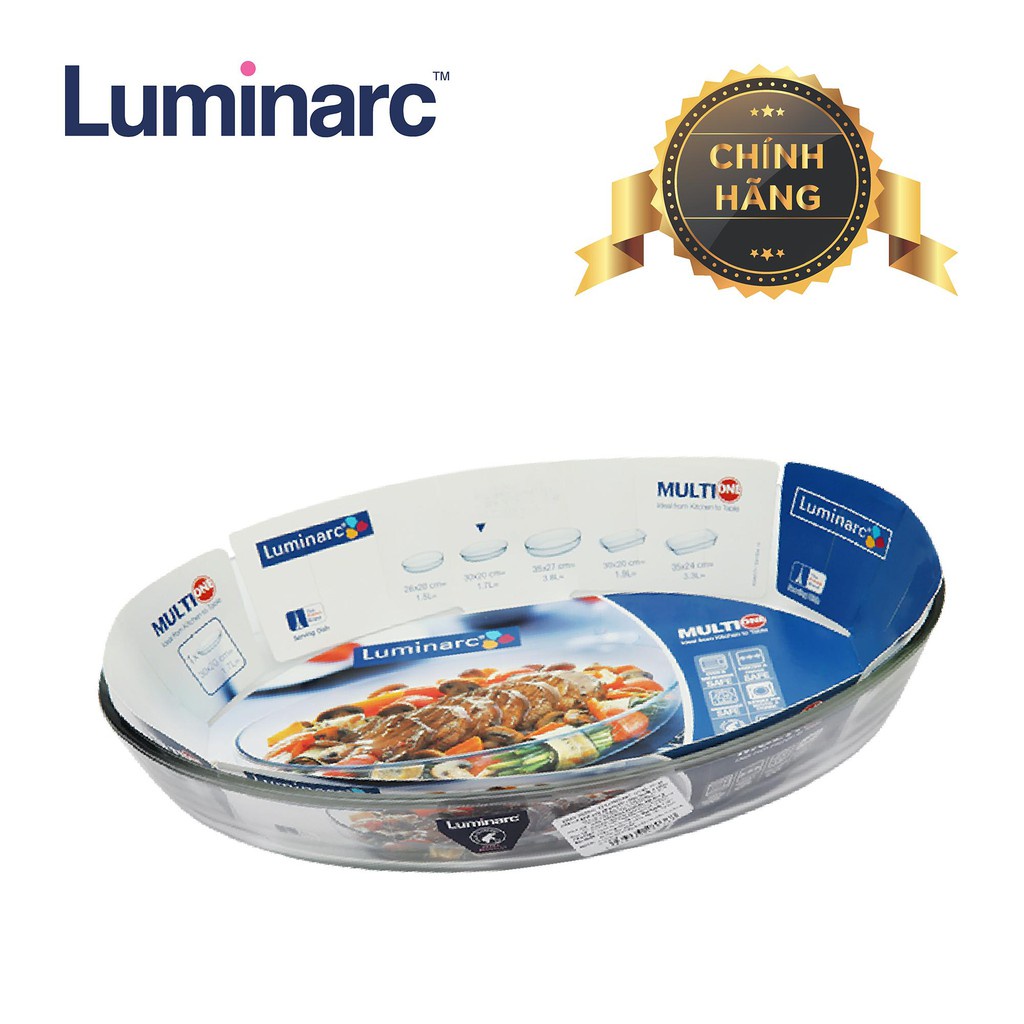 Combo 2 khay nướng thủy tinh Luminarc 26cm + 35cm(J1337 + J1339), sản xuất Ả Rập, hàng chính hãng