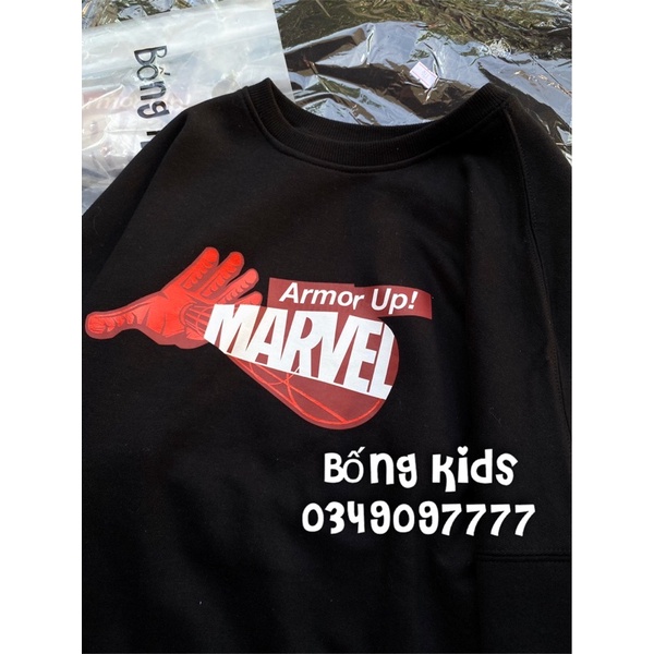 Áo Nỉ Bé Trai M@rvel Đen Dáng Oversize