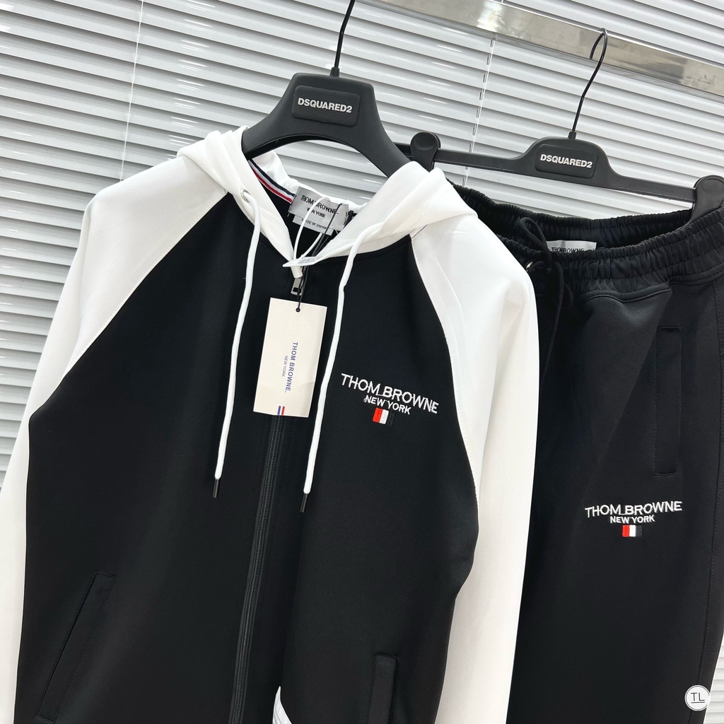 Đồ Bộ Nam Thu Đông THOMBROWNE Phong Cách Thể Thao 3 Màu Trắng Đen Xám