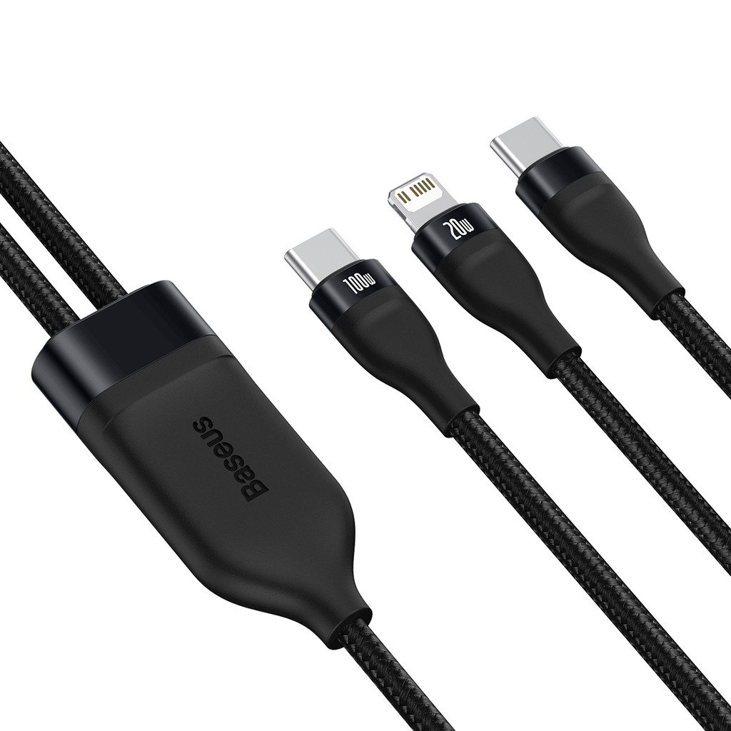 Cáp 2 đầu 100W USB Type C to Lightning và Type C Baseus Flash One-for-two Fash Charging Data Cable