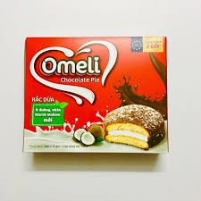 bánh omeli chocolate pie rắc dừa. ít đường mới hộp 12 gói ×25g