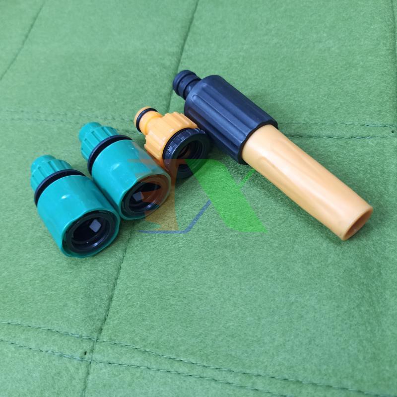 Bộ phụ kiện tưới cây V8N-4080, Vỉ vòi rửa xe 4 món dùng cho dây 8-11 mm, Vòi nhựa thẳng đa năng