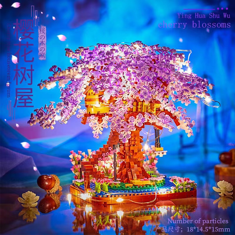 Bộ đồ chơi lắp ráp ngôi nhà trên cây hoa anh đào giáo dục dành cho bé