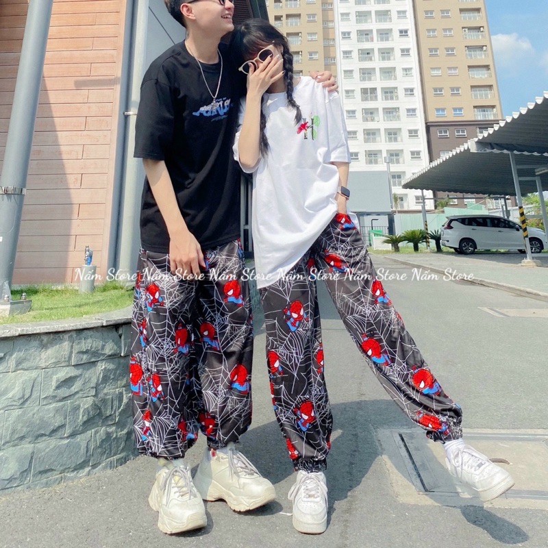 Quần Jogger in hoạ tiết hoạt hình người nhện ống rộng Unisex nam nữ - Quần cartoon ulzzang đủ màu sắc