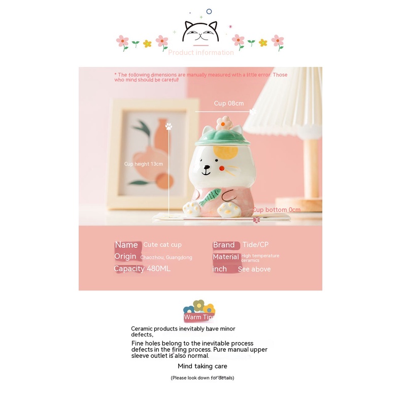 Cốc Sứ In Hình Mèo Hoạt Hình Kèm Muỗng Sáng Tạo Cho Học Sinh