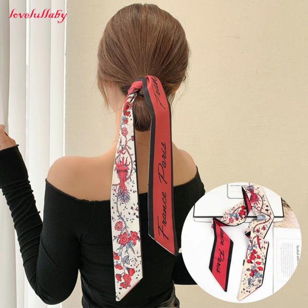 [44 styles]Khăn Buộc Tóc Dài Vải Lụa Kẻ Sọc Cho Nữ